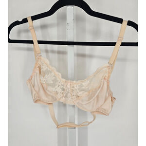Vintage Fleur De Lace by Smoothie Womens Sz 36C Unlined Bra Sexy Beige Lace